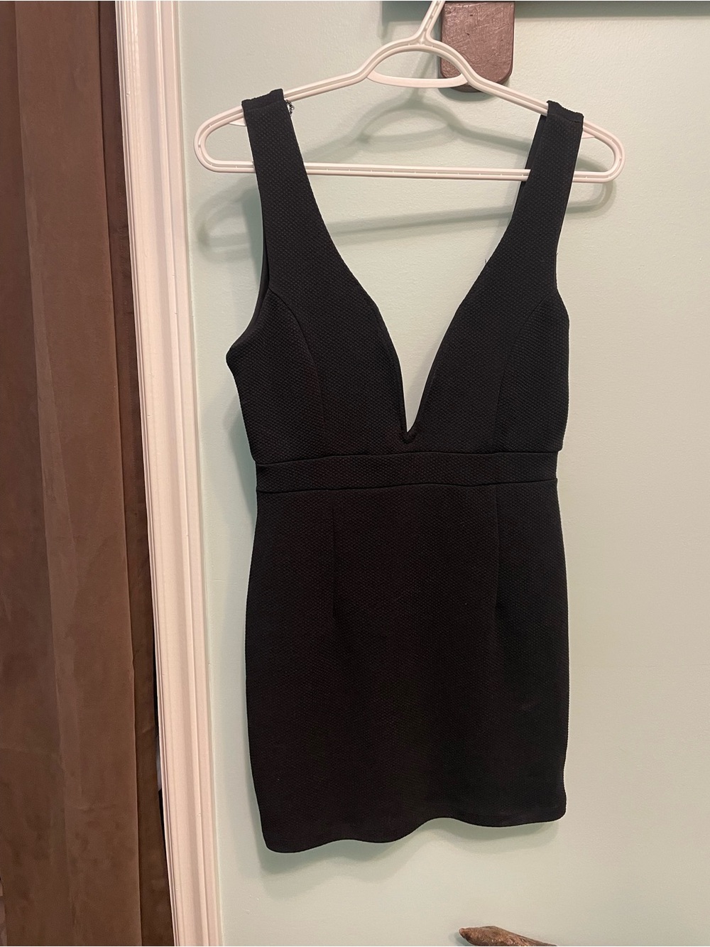 Plunging V-Neck Black Mini Dress